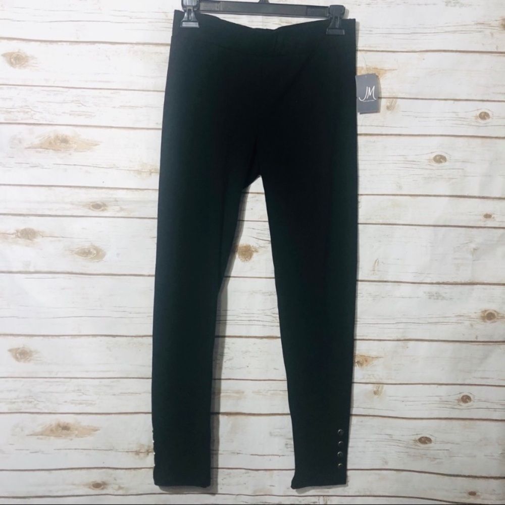 JM Collection women’s black elastic waist leggings with leg details size S